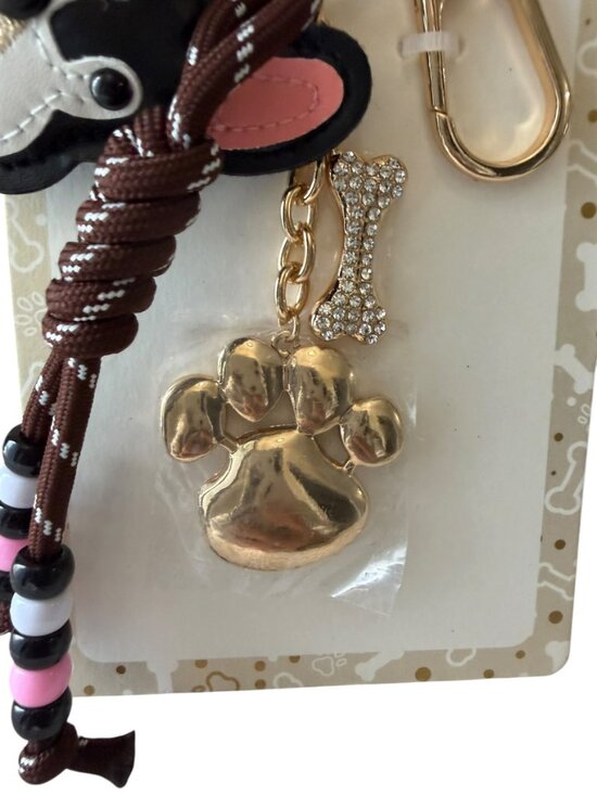 Piper K Black and White Faux-Leather French Bulldog Bag Charm & Key Chain - Picture 4 of 5